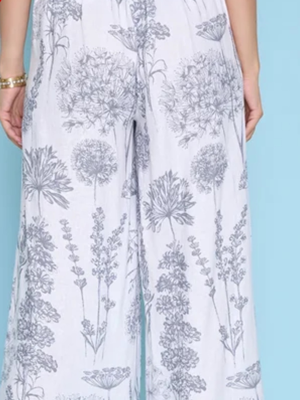 Picadilly Sleeveless Vest with matching White & Gray Printed Wide-Leg pants. - Picture 3 of 14